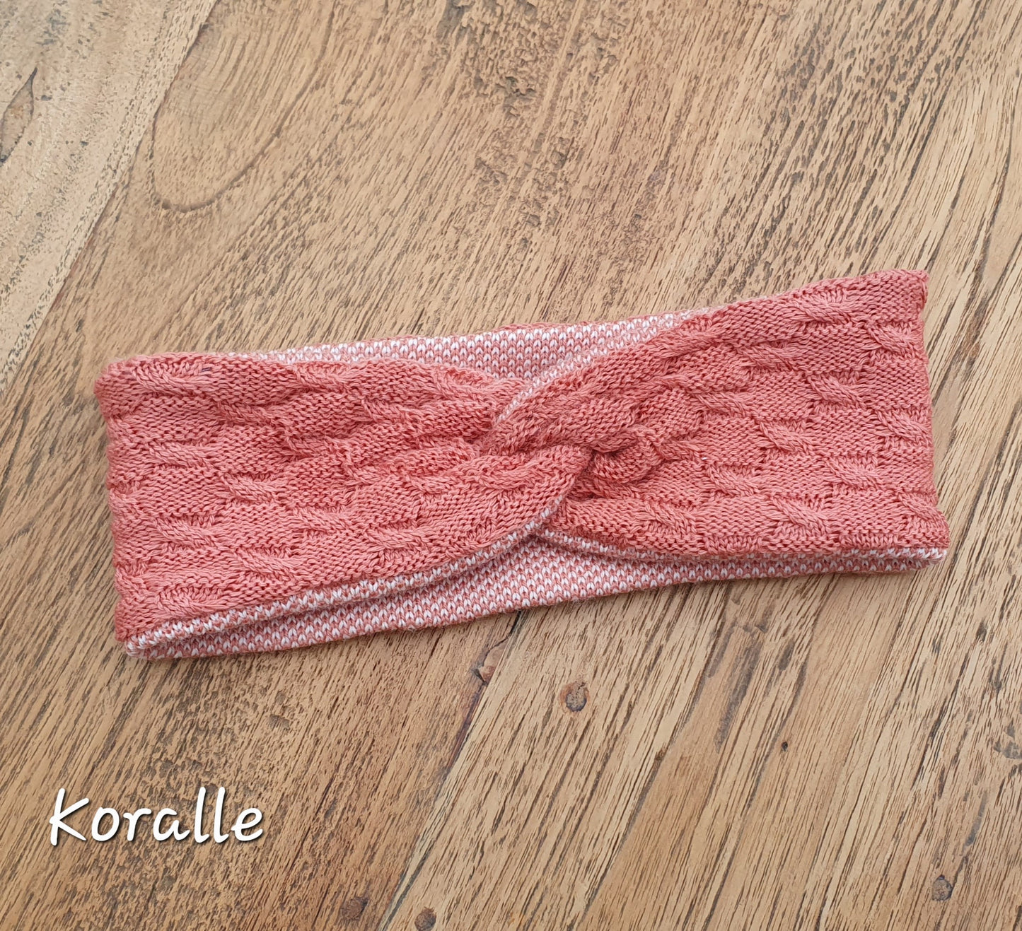 Wende-Knotenstirnband Muschelstrick